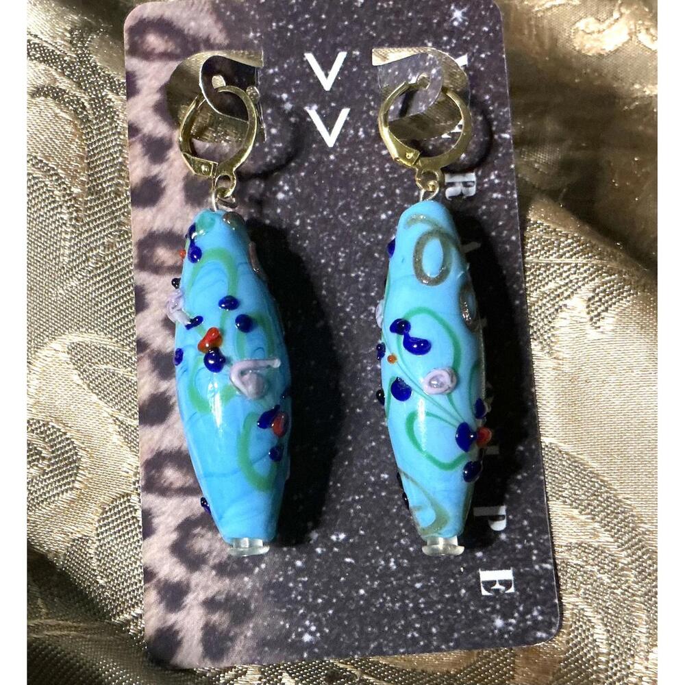 Spun Aqua Glass Earrings